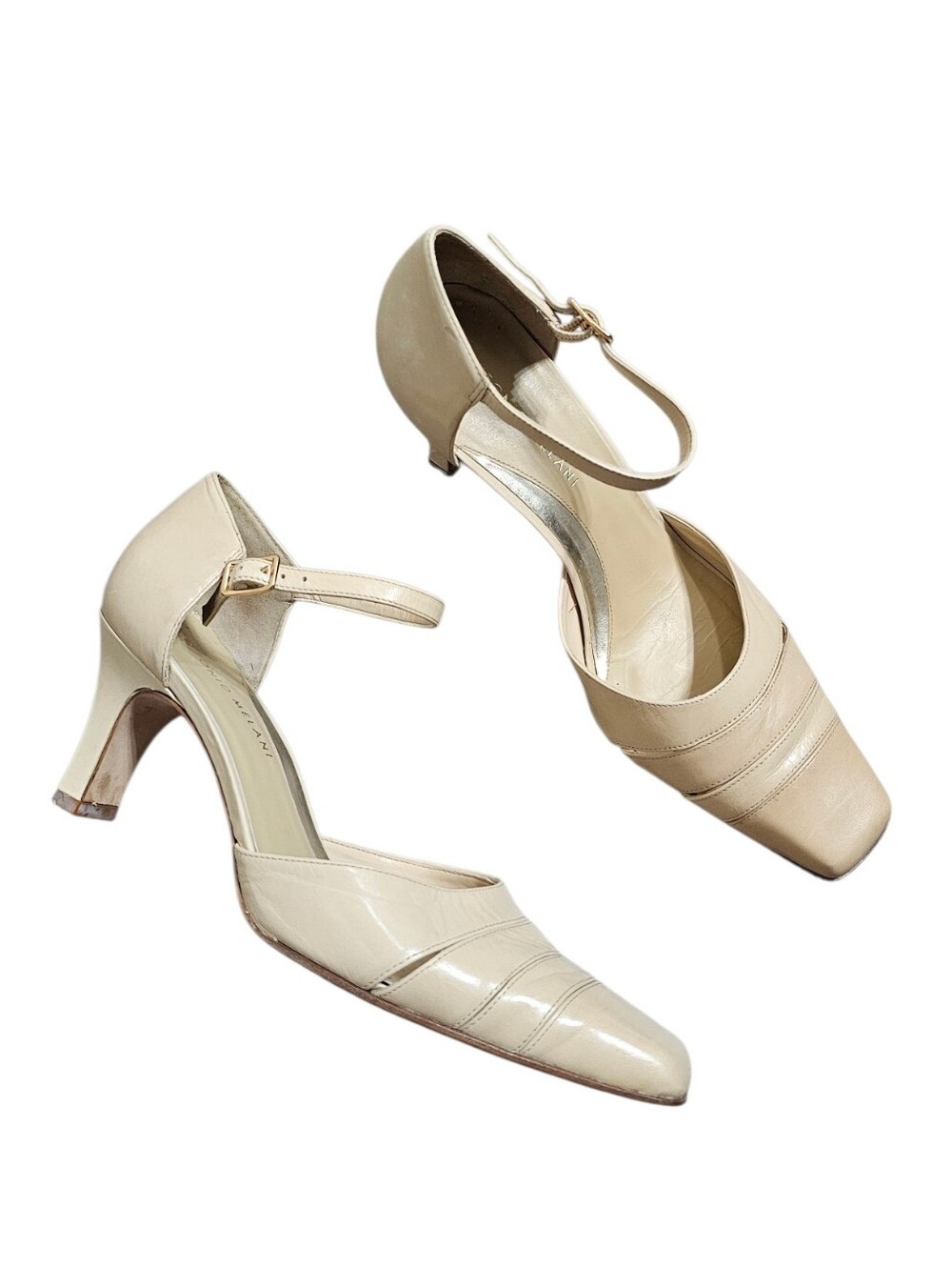 Y2k Antonio Melani Classic Cream Leather Glove Fit Mary Jane Heels